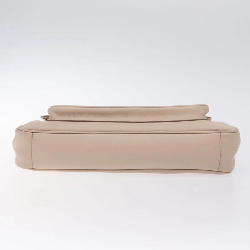Salvatore Ferragamo Gancini Chain Leather Beige Bag