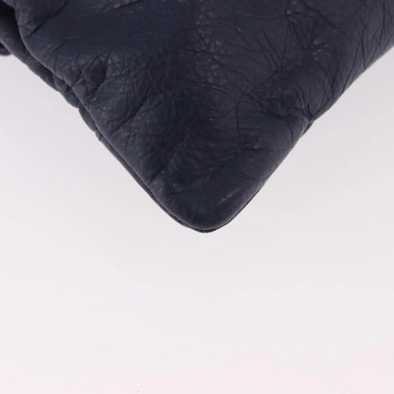 Balenciaga Classic Studs Envelope Strap Clutch Leather Navy Bag