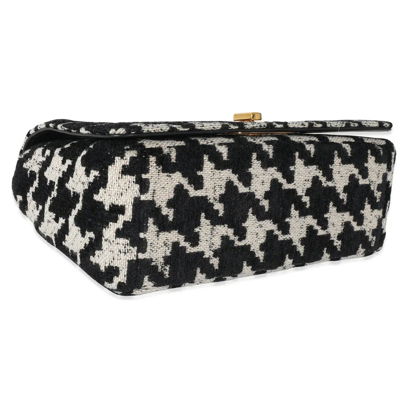 Christian Dior Caro Macro-Houndstooth Fabric Black Canvas Bag
