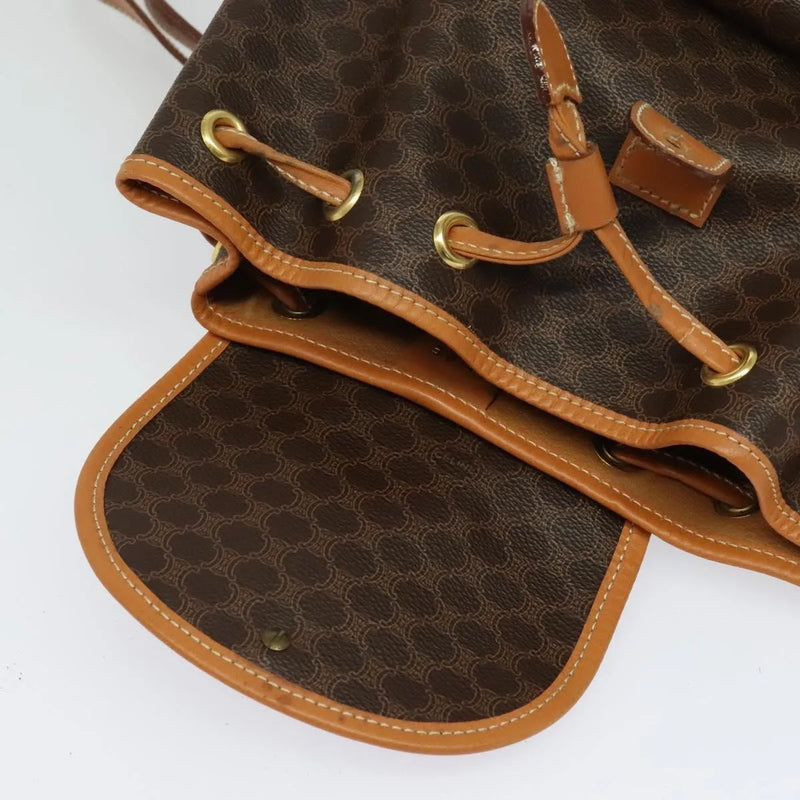 Celine Vintage Macadam Canvas And Leather Brown Pvc Bag