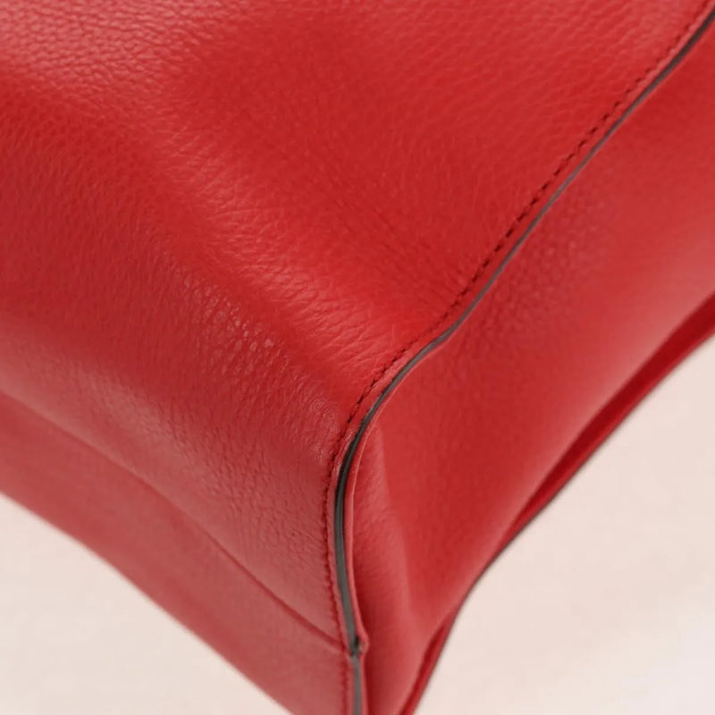 Gucci Grand Prix Interlocking Gg Tote Grainy Leather Red Bag