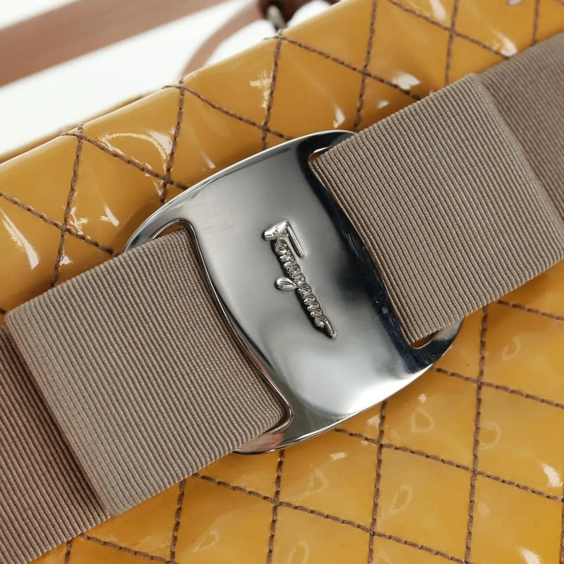 Salvatore Ferragamo Vala Patent Leather Yellow Patent_leather Bag
