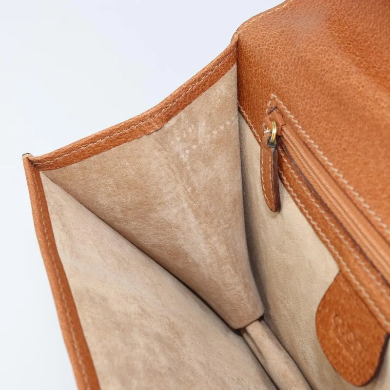 Gucci Vintage Clutch Leather Brown Bag