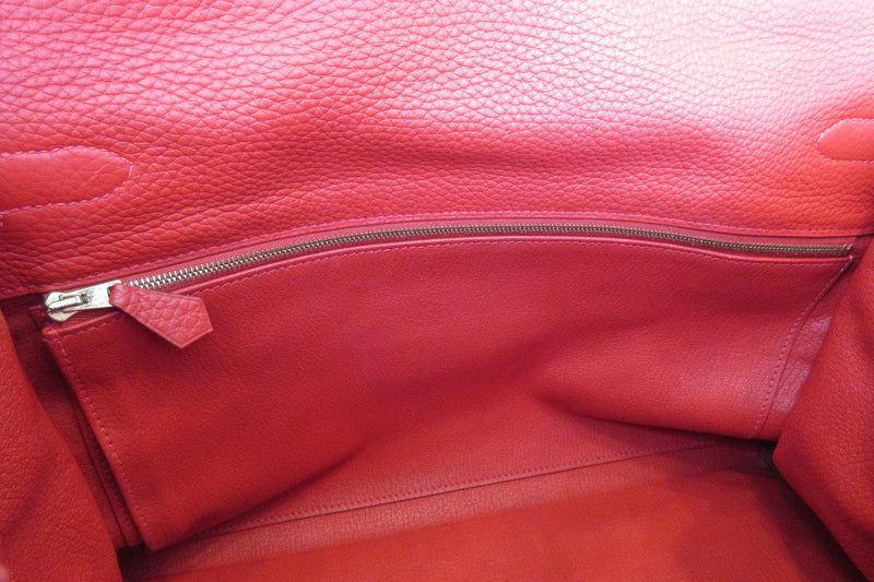 Hermes Kelly Red Clemence With Gold Hardware Leather Bag