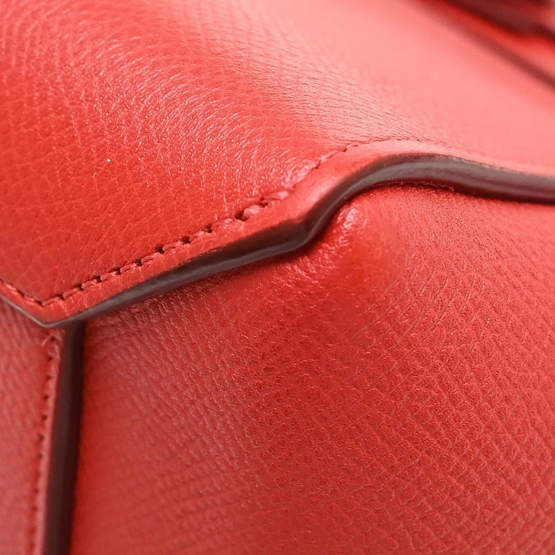 Celine Belt Calfskin Red Leather Bag