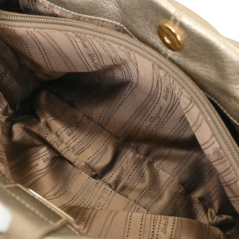 Salvatore Ferragamo Vala Leather Gold Bag