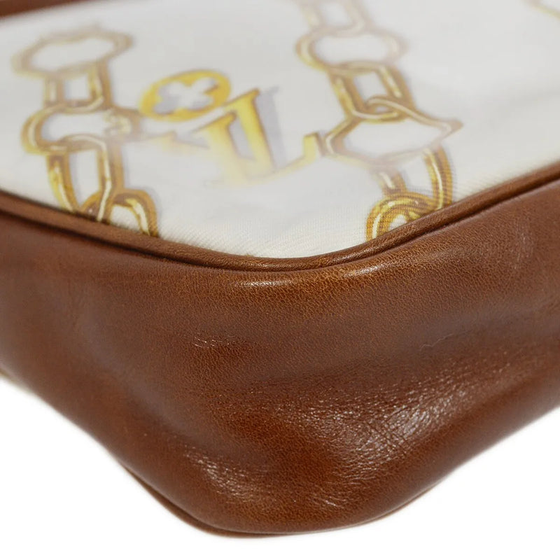 Louis Vuitton Charms Pochette Pvc Over Printed Silk Brown Leather Bag