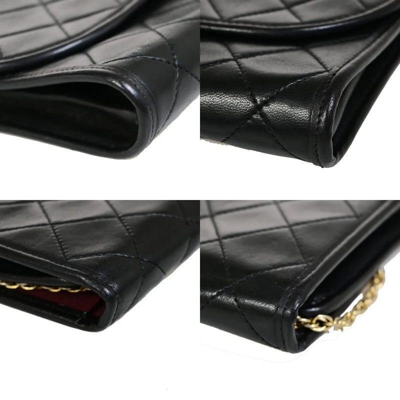 Chanel Vintage Round Flap Quilted Lambskin Black Leather Bag