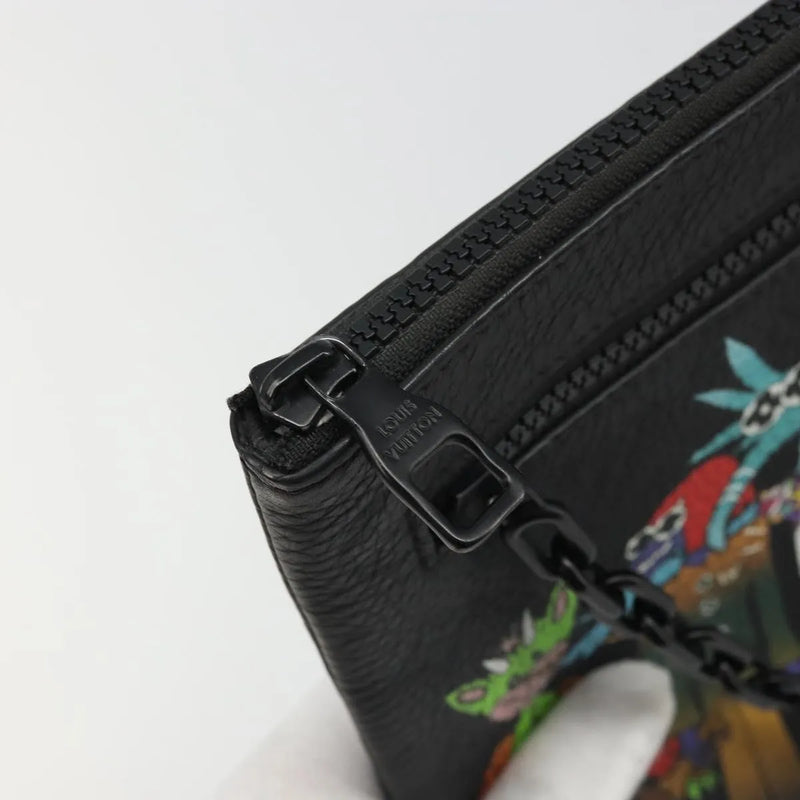 Louis Vuitton Lv Friends A4 Printed Monogram Taurillon Leather Black Canvas Bag