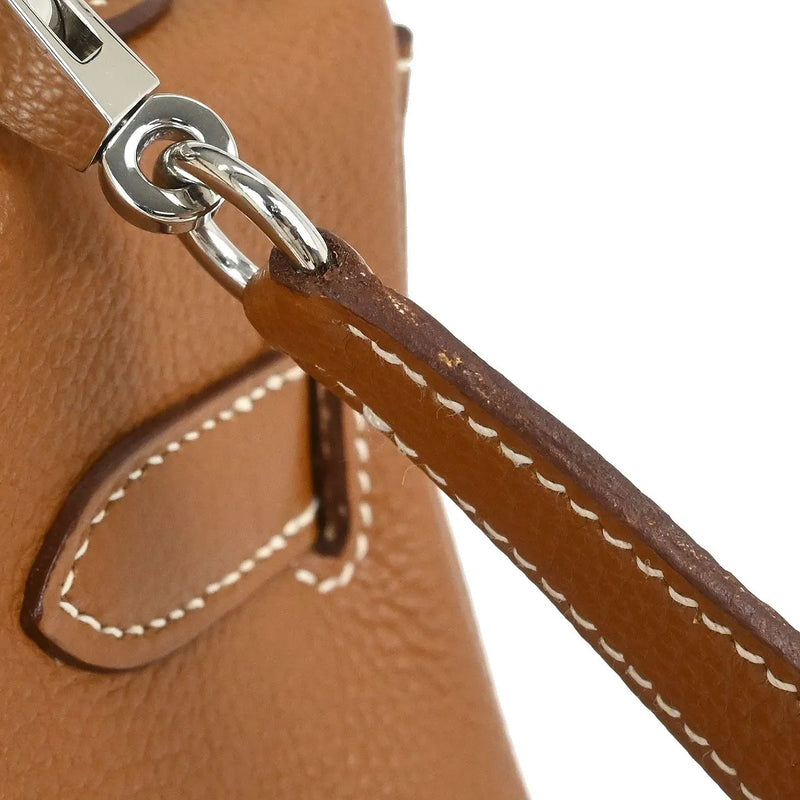 Hermes Kelly Brown Togo With Palladium Hardware Leather Bag
