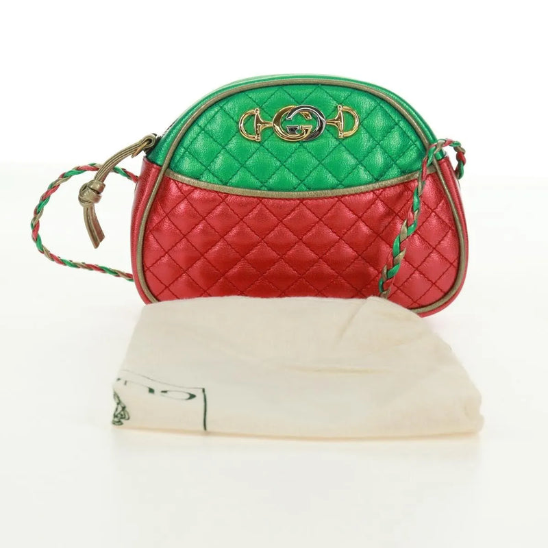 Gucci Trapuntata Camera Quilted Laminated Leather Red Bag