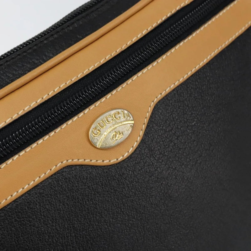 Gucci Vintage Clutch Leather Black Bag