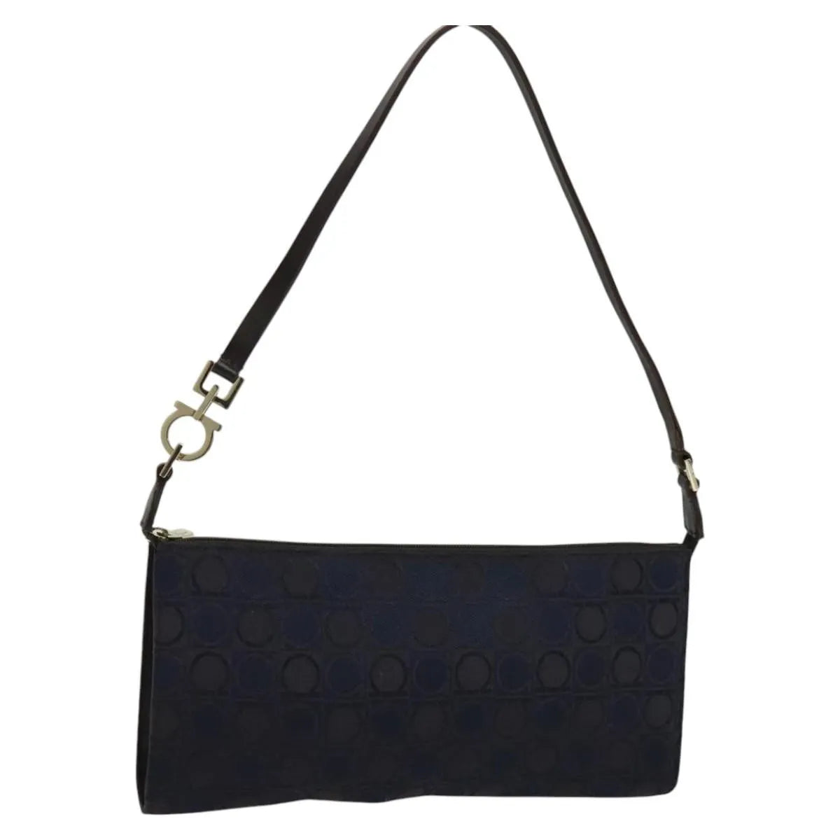 Salvatore Ferragamo Gancini Canvas Navy Bag