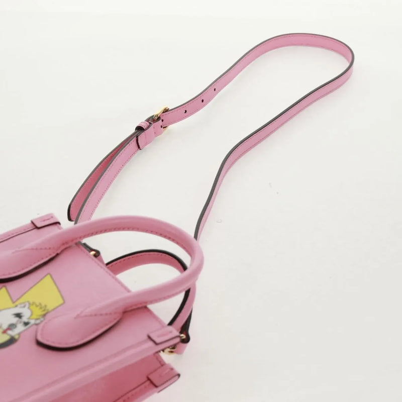 Gucci Vertical Tote Printed Leather Pink Bag