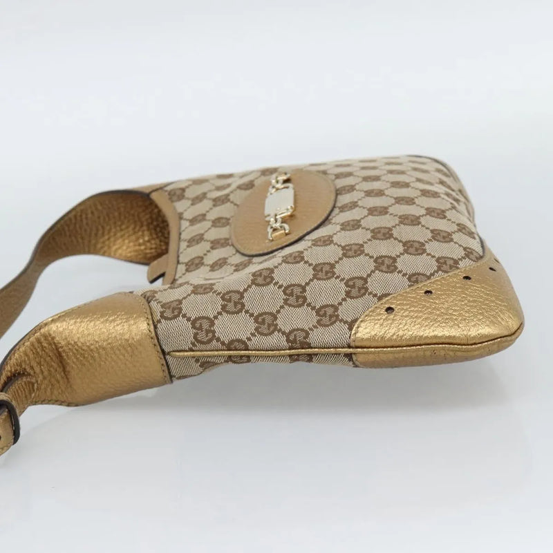 Gucci Vintage Jackie O Chain Hobo Gg Canvas Beige Bag