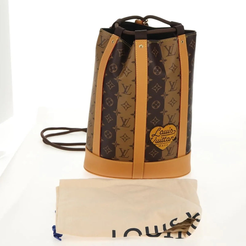 Louis Vuitton Nigo Randonnee Limited Edition Stripes Monogram Canvas Brown Bag