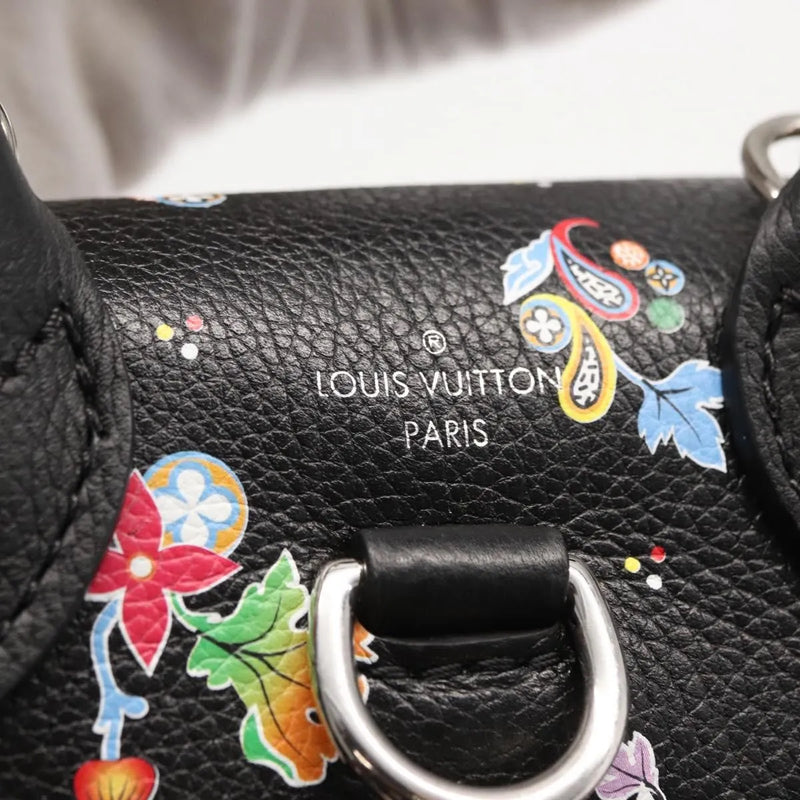 Louis Vuitton Lockme Floral Printed Leather Black Bag