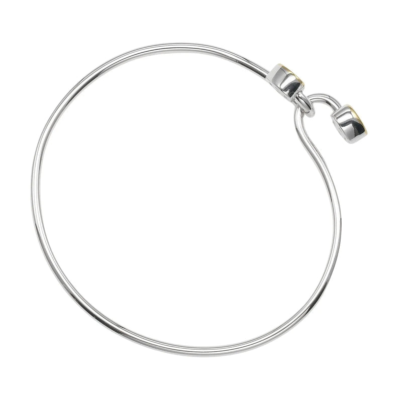 Tiffany & Co. Double Heart Lock Bangle Sterling Silver With 18k Yellow Gold Jewelry