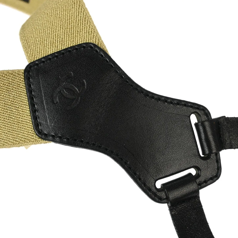 Chanel Logo Suspenders Canvas Beige Accessory