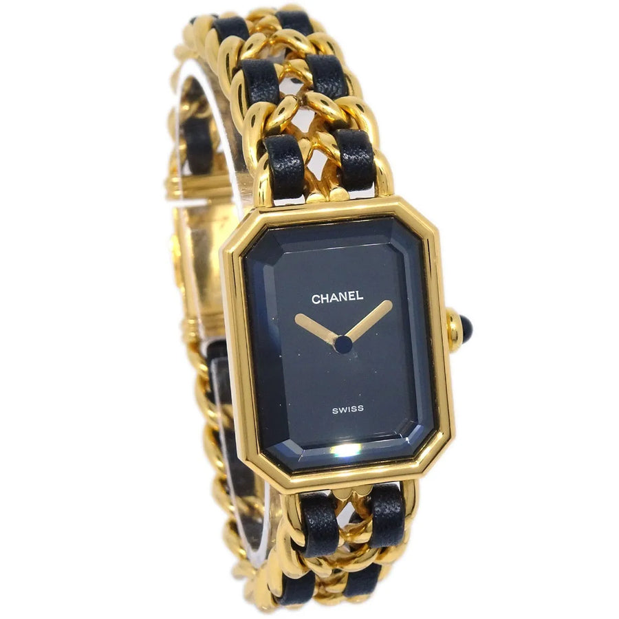 Chanel Premiere Rock Quartz Plated Metal And Leather Watch
