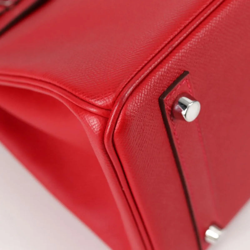 Hermes Birkin Red Epsom With Palladium Hardware Leather Bag