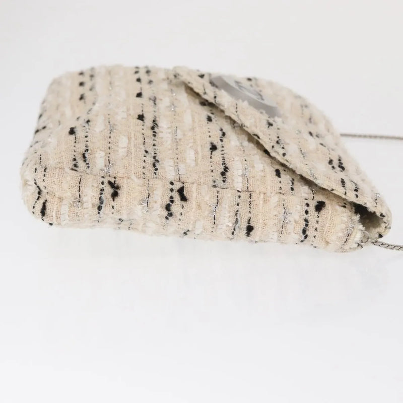 Chanel Vintage Envelope Chain Clutch Tweed White Bag