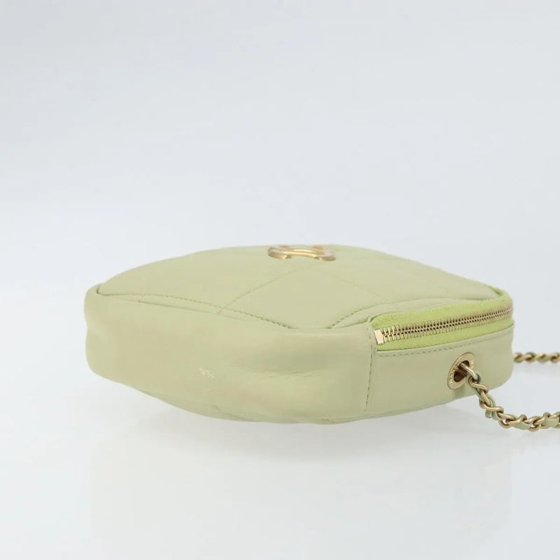 Chanel Diamond Chain Quilted Lambskin Green Leather Bag
