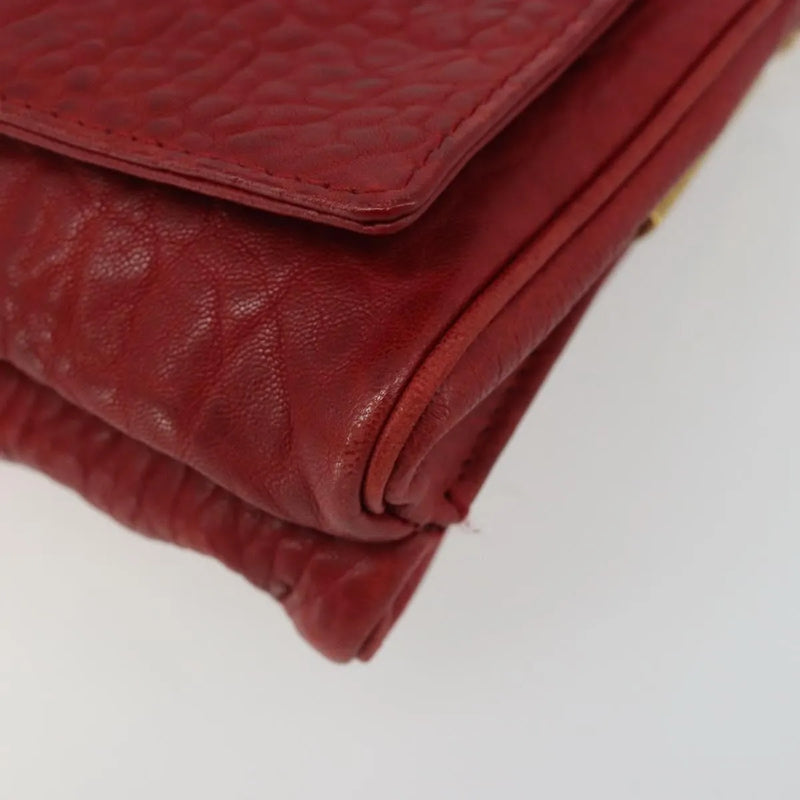 Saint Laurent Chain Leather Red Bag