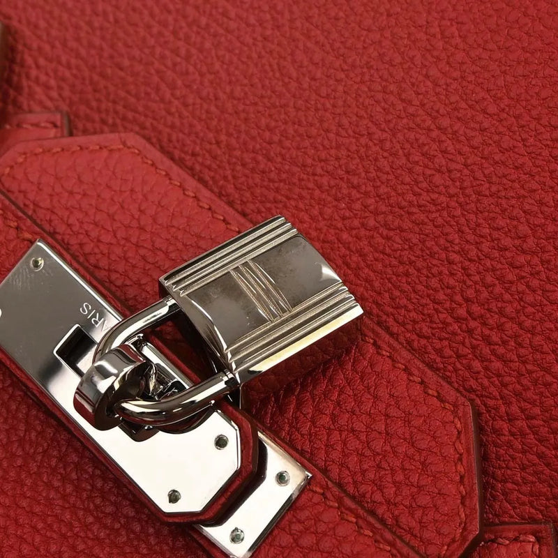 Hermes Birkin Red Togo With Palladium Hardware Leather Bag