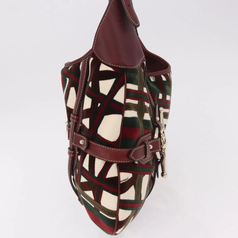 Gucci Vintage Jackie Shoulder Canvas And Leather Green Bag