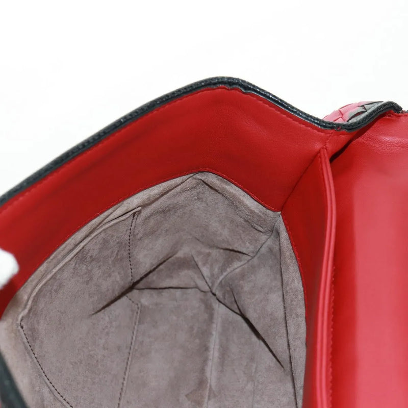 Bottega Veneta Glass Intrecciato Nappa With Snakeskin Red Leather Bag