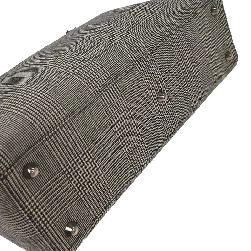 Christian Dior Vintage Lady Houndstooth Canvas Black Bag