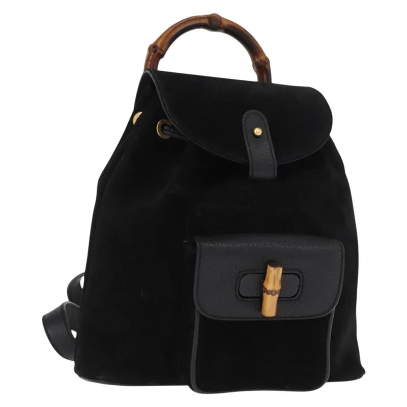 Gucci Vintage Bamboo Suede Black Bag