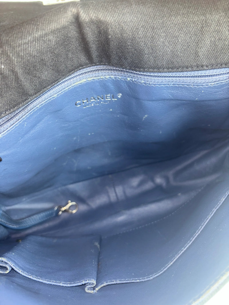 Chanel Quilted Boy Tote Aged Glazed Calfskin Black Denim_jeans Bag