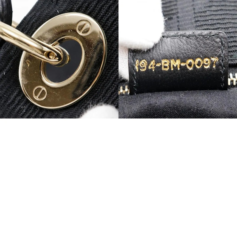 Christian Dior Lady Cannage Matelassé Black Canvas Bag