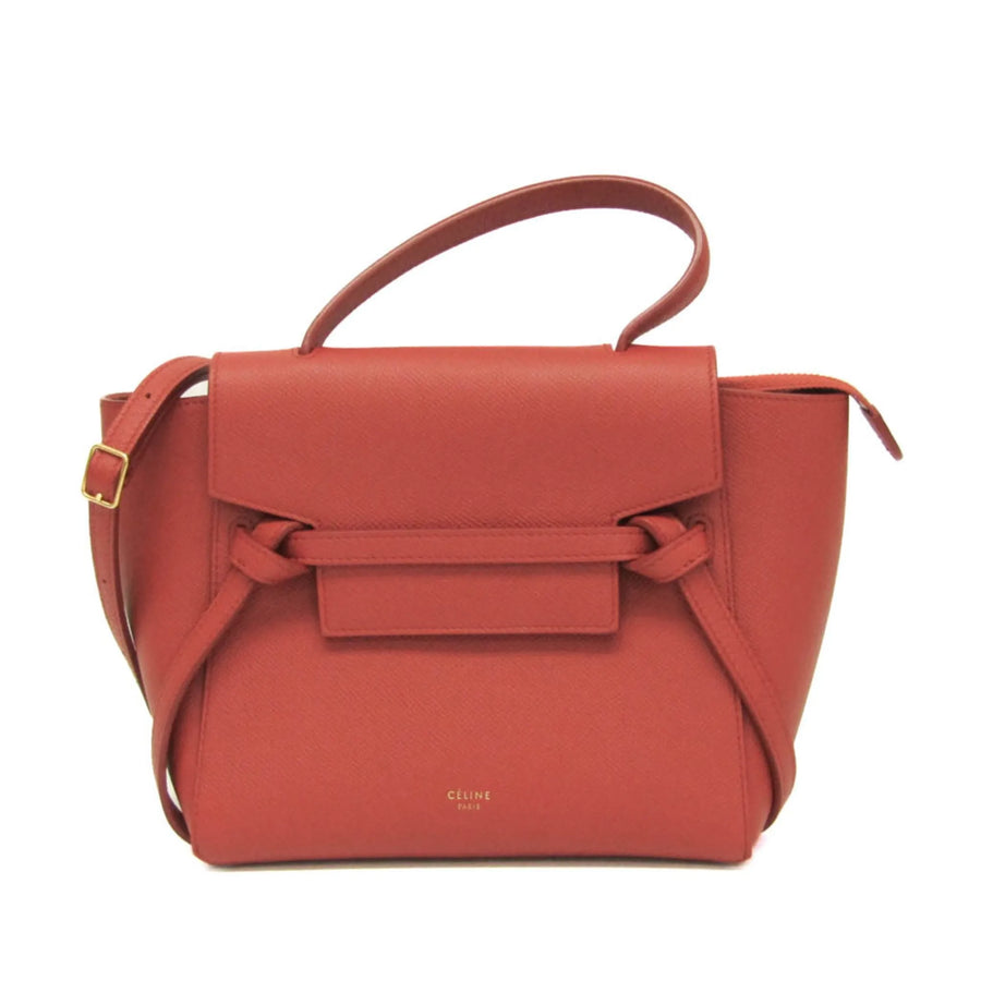 Celine Belt Textured Leather Red Bag