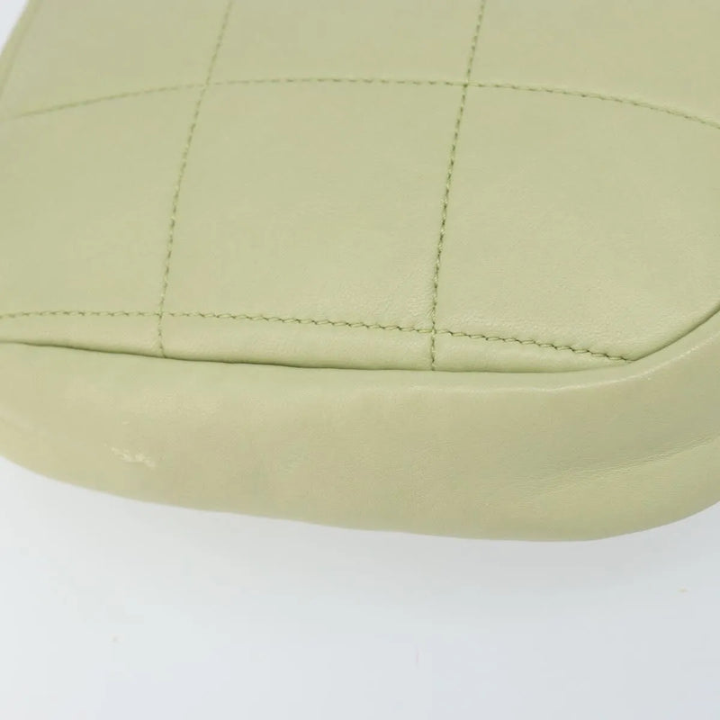 Chanel Diamond Chain Quilted Lambskin Green Leather Bag