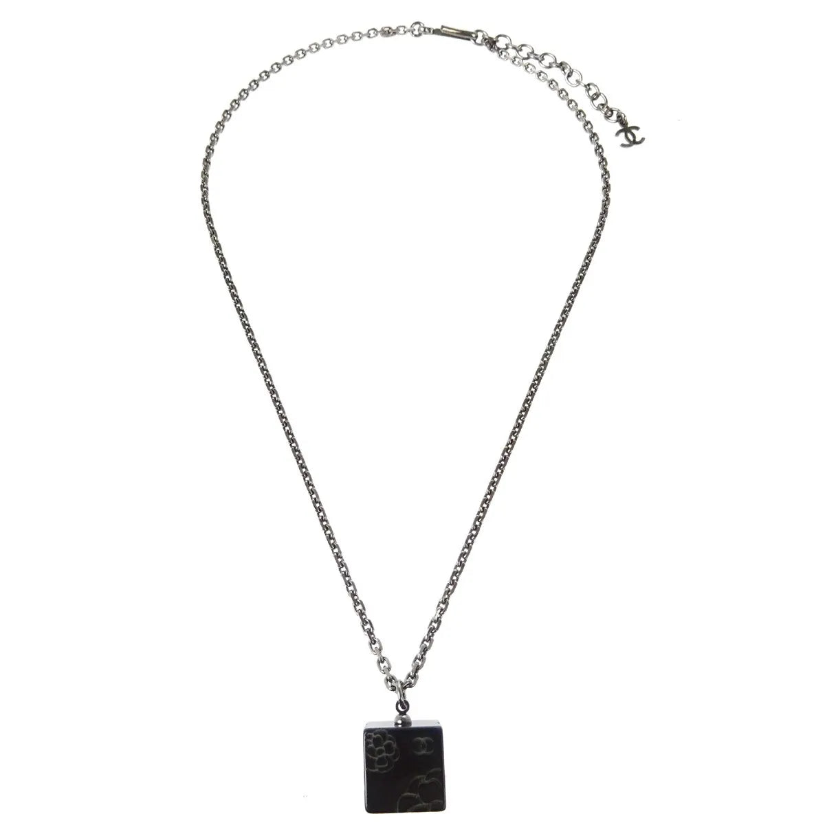 Chanel Square Cc Pendant Resin Black Plastic Jewelry