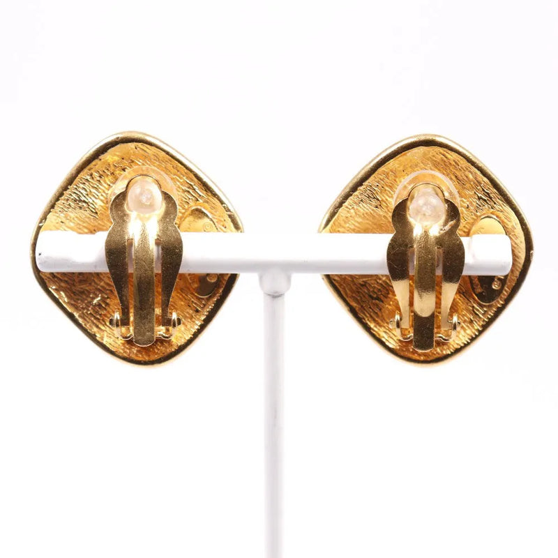 Chanel Cc Rhombus Clip-On Metal Gold Gold_plated Jewelry