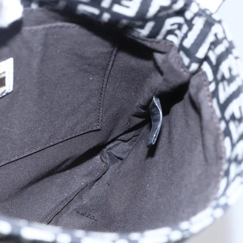 Fendi Vintage Flap Zucchino Canvas Black Bag