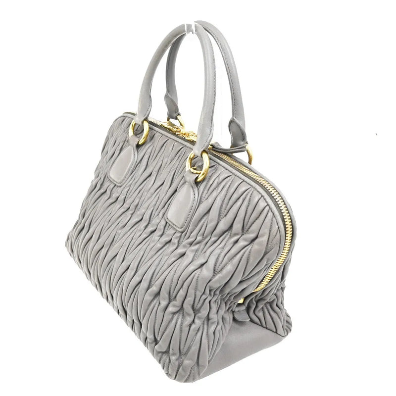 Miu Madras Bowler Matelasse Leather Purple Bag