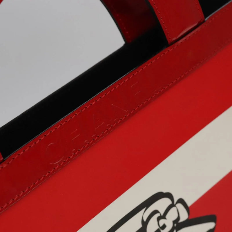Chanel Vintage Portrait Tote Printed Leather And Quilted Patent Red Bag