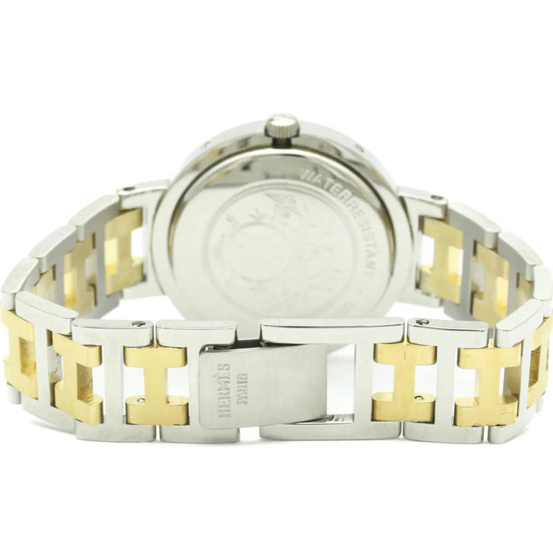 Hermes Clipper Quartz Stainless Steel With Plated Metal Watch