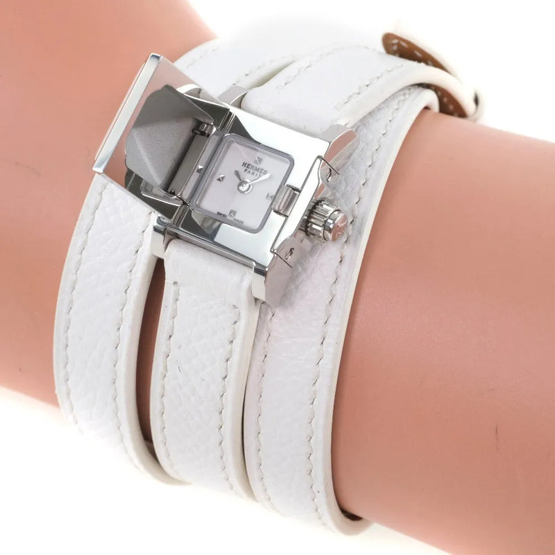 Hermes Medor Rock Quartz Lacquered Steel And Leather Watch