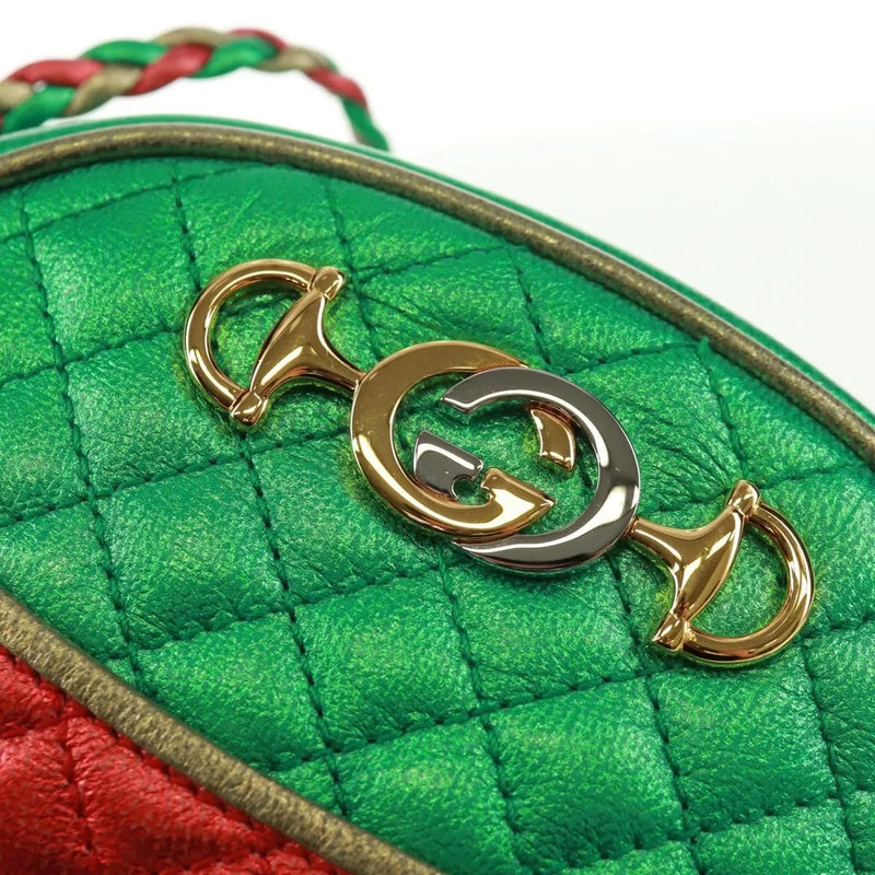 Gucci Trapuntata Camera Quilted Laminated Leather Red Bag