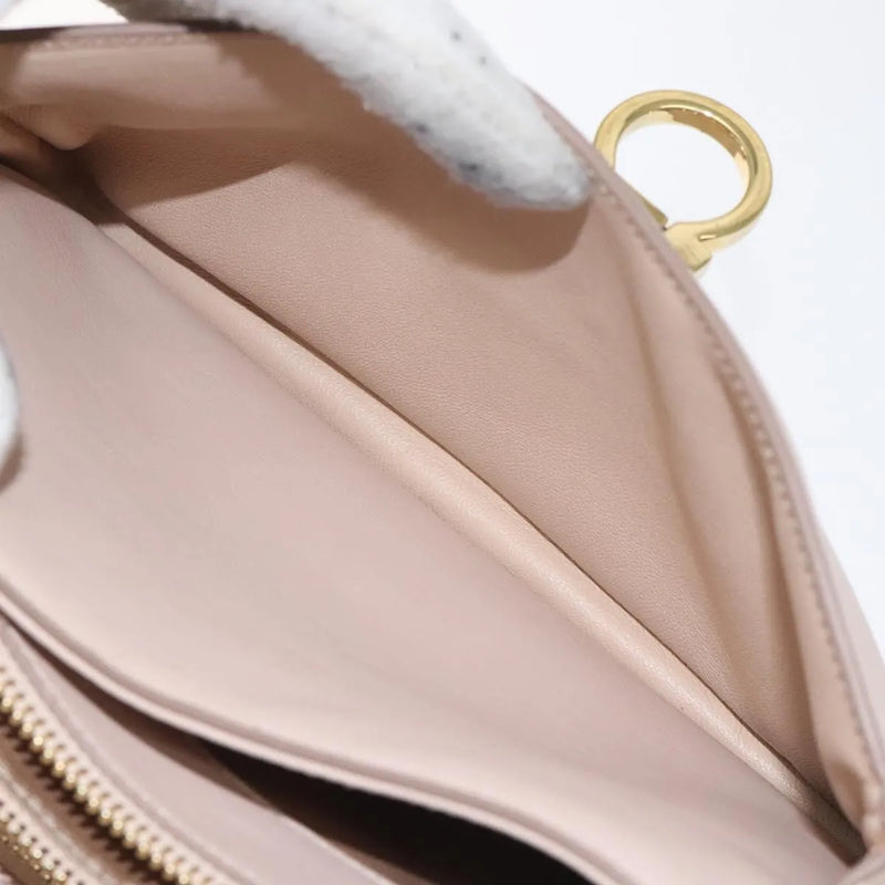 Salvatore Ferragamo Gancini Chain Leather Beige Bag