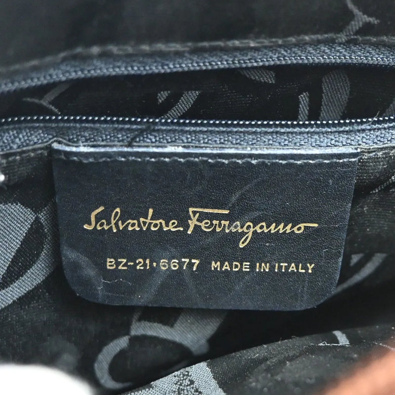 Salvatore Ferragamo Vala Leather Brown Bag