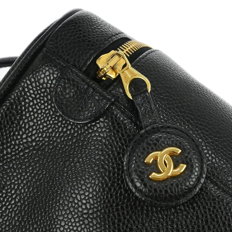 Chanel Vintage Timeless Cosmetic Case Caviar Black Leather Bag