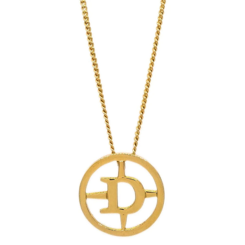 Christian Dior Cd Round Pendant Metal Gold Gold_plated Jewelry