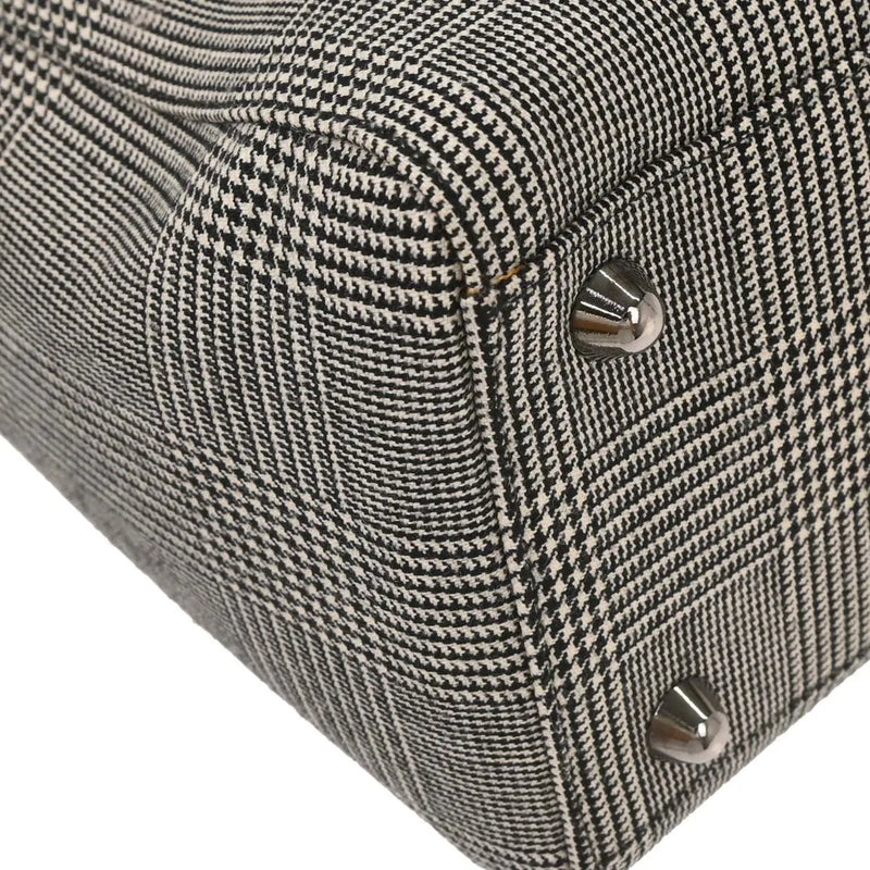 Christian Dior Vintage Lady Houndstooth Canvas Black Bag